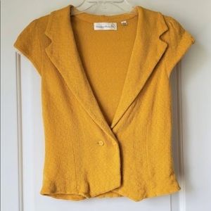 Anthropologie Mustard Yellow Knit Cardigan Sweater